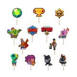 Set accesorii brioșe/ tort, 13 buc, tematica de Brawl Stars, Photo Paper Glossy