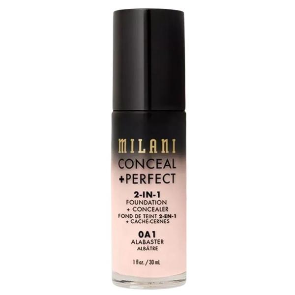 Fond de Ten si Corector - Milani Conceal + Perfect 2-in-1 Foundation + Concealer, nuanta 0A1 Alabaster, 30 ml