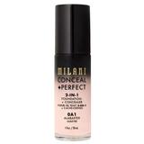 Fond de Ten si Corector - Milani Conceal + Perfect 2-in-1 Foundation + Concealer, nuanta 0A1 Alabaster, 30 ml