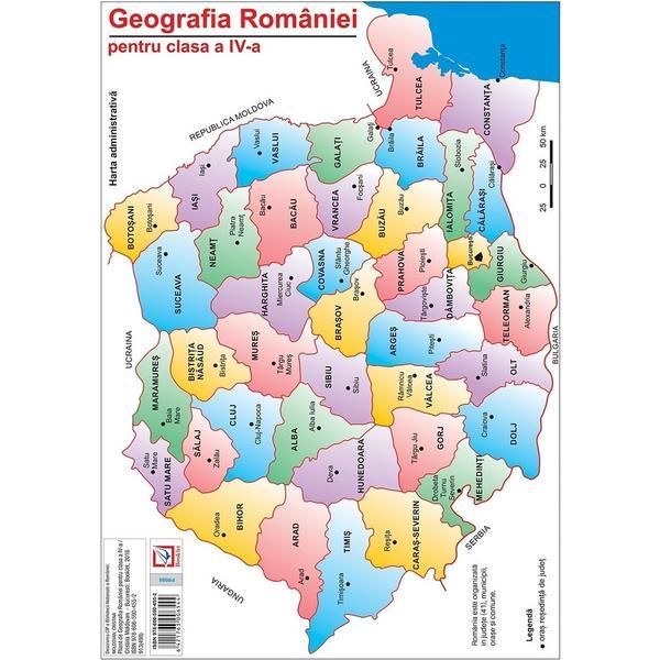 Harta geografia Romaniei - Clasa 4 - Cristina Moldovan, editura Booklet
