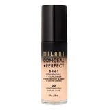 Fond de Ten si Corector - Milani Conceal + Perfect 2-in-1 Foundation + Concealer, nuanta 00 Light Natural, 30 ml