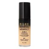 Fond de Ten si Corector - Milani Conceal + Perfect 2-in-1 Foundation + Concealer, nuanta 01 Creamy Vanilla, 30 ml