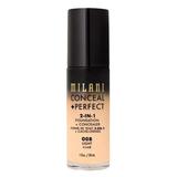 Fond de Ten si Corector - Milani Conceal + Perfect 2-in-1 Foundation + Concealer, nuanta 00B Light, 30 ml