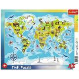 Puzzle 25. Plansa harta lumii cu animale