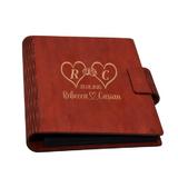 Guestbook de nunta, inimi, Album foto din lemn personalizat, Rosu, A5, Piksel, pix si lipici stick inclus