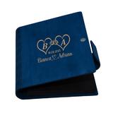 Guestbook de nunta, inimi, Album foto din lemn personalizat, Albastru, A5, Piksel, pix si lipici stick inclus