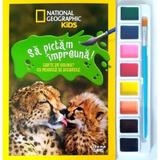 National Geographic Kids. Da pictam impreuna! Carte de colorat cu pensula si acuarele, editura Litera