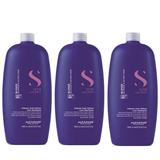 Pachet 3 x Sampon pentru Neutralizarea Tonurilor de Galben - Alfaparf Milano Semi di Lino Intense Anti-Yellow Low Shampoo, 1000 ml