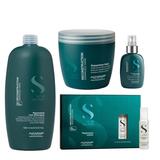 Pachet Reparator pentru Par Deteriorat - Alfaparf Milano Semi Di Lino Reconstruction Damaged Hair: Sampon 1000 ml, Masca 500 ml, Fluid Tratament 125 ml, Lotiune 6 x 13 ml 