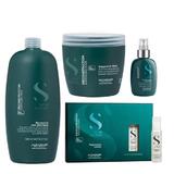 Pachet Reparator pentru Par Deteriorat - Alfaparf Milano Semi Di Lino Reconstruction Damaged Hair: Sampon 1000 ml, Masca 500 ml, Fluid Tratament 125 ml, Lotiune 6 x 13 ml 
