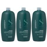 Pachet 3 x Sampon de Reconstructie pentru Par Deteriorat - Alfaparf Milano Semi Di Lino Reconstruction Reparative Low Shampoo A - Z Bond Complex, 1000 ml