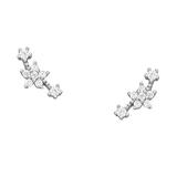 Cercei din argint 925, cu închidere push-back și zirconiu cubic, model Flori, 0.6g