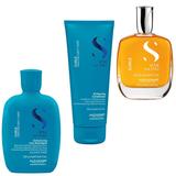 Pachet pentru Par Cret sau Ondulat - Alfaparf Semi di Lino Curls: Sampon 250 ml, Balsam 200 ml, Ulei 100 ml
