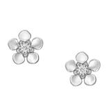 Cercei din argint 925, cu închidere push-back și zirconiu cubic, model Flori, 1.1g