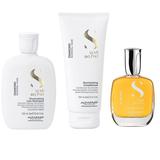 Pachet de Stralucire pentru Par Normal - Alfaparf Milano Semi Di Lino Diamond Illuminating: Sampon 250 ml, Balsam 200 ml, Ser 50 ml