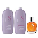 Pachet pentru Netezire - Alfaparf Milano Semi Di Lino Smoothing: Sampon 1000 ml, Balsam 1000 ml, Ulei 100 ml