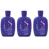 Pachet 3 x Sampon pentru Neutralizarea Tonurilor de Galben - Alfaparf Milano Semi di Lino Anti-Yellow Low Shampoo, 250 ml