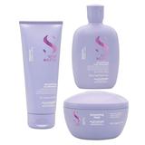 Pachet pentru Netezire - Alfaparf Milano Semi Di Lino Smoothing: Sampon 250 ml, Balsam 200 ml, Masca 200 ml