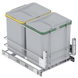 Cos de gunoi incorporabil S-2582-G, glisant, cu montaj pe usa, colectare selectiva, pentru corp de 400 mm, 2x6 litri, gri