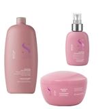 Pachet Hidratant pentru Par Uscat - Alfaparf Milano Semi Di Lino Moisture Nutritive: Sampon 1000 ml, Masca 200 ml, Fluid Tratament 125 ml
