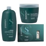 Pachet Reparator pentru Par Fin Deteriorat - Alfaparf Semi di Lino Reconstruction Reparative A - Z Bond Complex: Sampon 1000 ml, Masca 500 ml, Lotiune 6 fiole x 13 ml
