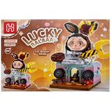 Set de constructie Labubu Micul Orasel 4 in 1, Service Auto, 210 piese