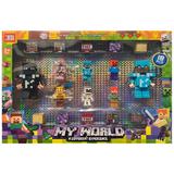 Set 8 figurine Minecraft cu 10 cuburi magnetice si accesorii, multicolor