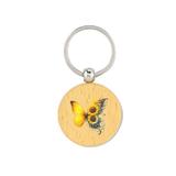 Breloc din lemn rotund, Piksel, cu inel metalic, personalizat, Model F34