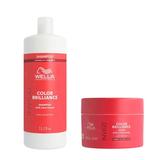 Pachet pentru Par Vopsit cu Fir Gros - Wella Professionals Invigo Color Brilliance Coarse: Sampon 1000 ml, Masca 150 ml