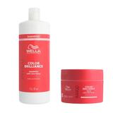 Pachet pentru Par Vopsit cu Fir Subtire/Normal - Wella Professionals Invigo Color Brilliance Fine/Normal: Sampon 1000 ml, Masca 150 ml
