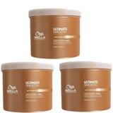 Pachet 3 x Masca Hidratanta pentru Par Uscat si Lipsit de Stralucire cu Squalan & Omega 9 - Wella Professionals Ultimate Smooth cu Efect Anti-electrizare, 500  ml