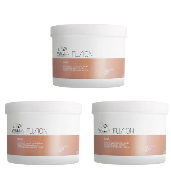 Pachet 3 x Masca de Reparare pentru Par Deteriorat - Wella Professionals Fusion, 500 ml