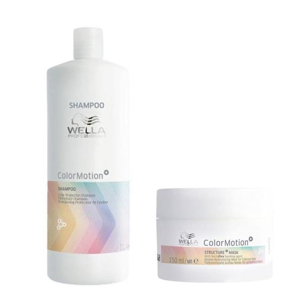 Pachet pentru Par Vopsit de Mentinere a Culorii si Fortifiere - Wella Professionals Color Motion+: Sampon 1000 ml, Masca 150 ml