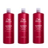 Pachet 3 x Sampon Reparator cu AHA & Omega 9 pentru Par Deteriorat Pasul 1 - Wella Professionals Ultimate Repair Shampoo, 1000 ml