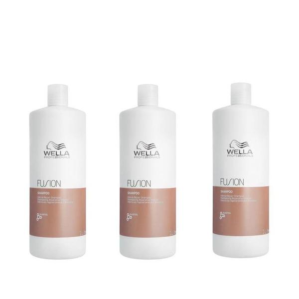 Pachet 3  x Sampon de Reparare pentru Par Deteriorat - Wella Professionals Fusion, 1000 ml