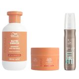 Pachet Intens Nutritiv pentru Par Cret, Uscat si Deteriorat - Wella Professionals Nutri-Enrich & Eimi Nutricurls: Sampon 300 ml, Masca 150 ml, Spray 150 ml