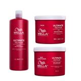 Pachet Reparator cu AHA & Omega 9 pentru Par Deteriorat - Wella Professionals Ultimate Repair: Sampon 1000 ml, Balsam 500 ml, Masca 500 ml