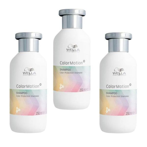 Pachet 3 x Sampon pentru Par Vopsit de Mentinere a Culorii si Fortifiere - Wella Professionals Color Motion+, 250 ml