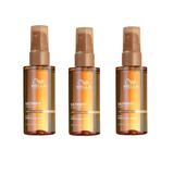 Pachet 3 x Ulei Hidratant pentru Par Uscat si Lipsit de Stralucire cu Squalan & Omega 9 - Wella Professionals Ultimate Smooth cu Protectie Termica si Efect Anti-electrizare, 100 ml