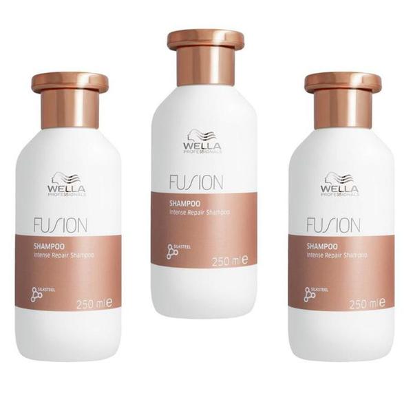 Pachet 3 x Sampon de Reparare pentru Par Deteriorat - Wella Professionals Fusion, 250 ml