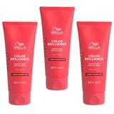 Pachet 3 x Balsam pentru Par Vopsit cu Fir Gros - Wella Professionals Invigo Color Brilliance Coarse, 200 ml