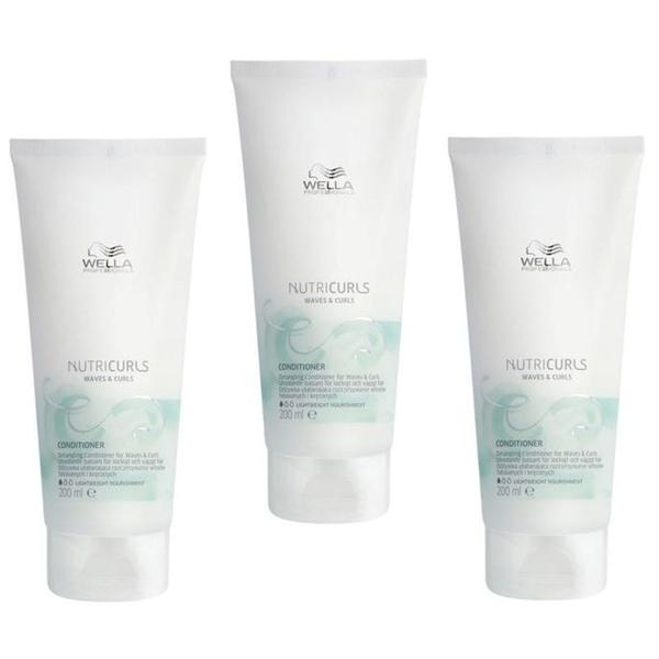 Pachet 3 x Balsam pentru Par Cret si Ondulat - Wella Professionals Nutricurls Waves & Curls Detangling Conditioner, 200 ml
