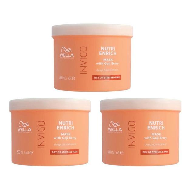 Pachet 3 x Masca Intens Nutritiva pentru Par Uscat si Deteriorat- Wella Professionals Invigo Nutri-Enrich, 500 ml