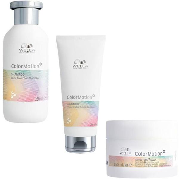 Pachet pentru Par Vopsit de Mentinere a Culorii si Fortifiere - Wella Professionals Color Motion+: Sampon 250 ml, Balsam 200 ml, Masca 150 ml