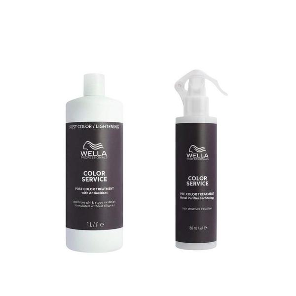 Pachet Tratament pentru Par Vopsit - Wella Professionals Color Service: Tratament dupa Vopsire sau Decolorare 1000 ml, Tratament Inainte de Vopsire 185 ml