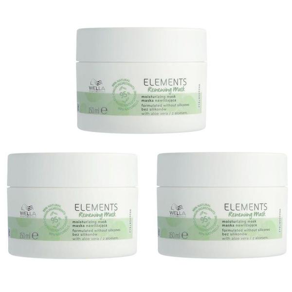 Pachet 3 x Masca de Par Vegana pentru Toate Tipurile de Par - Wella Professionals Elements Renewing Mask, 150 ml