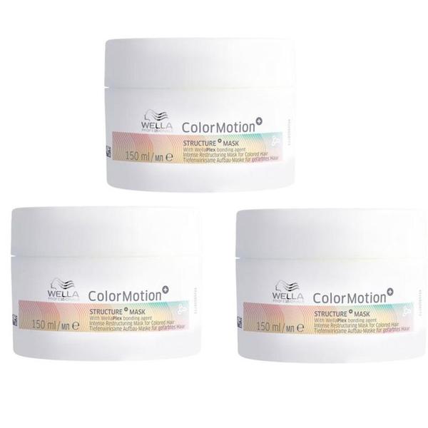Pachet 3 x Masca pentru Par Vopsit de Mentinere a Culorii si Fortifiere - Wella Professionals Color Motion+,150 ml