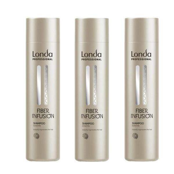 Pachet 3 x Sampon cu Cheratina - Londa Professional Fiber Infusion Keratin Shampoo, 250 ml