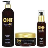 Pachet cu Ulei de Argan - CHI Farouk Argan Oil Plus Moringa Oil: Sampon 739 ml, Masca 237 ml, Ser 89 ml