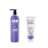 Pachet Nuantator pentru par Blond -  CHI Farouk Platinum Blonde: Sampon 739 ml, Balsam 251 ml